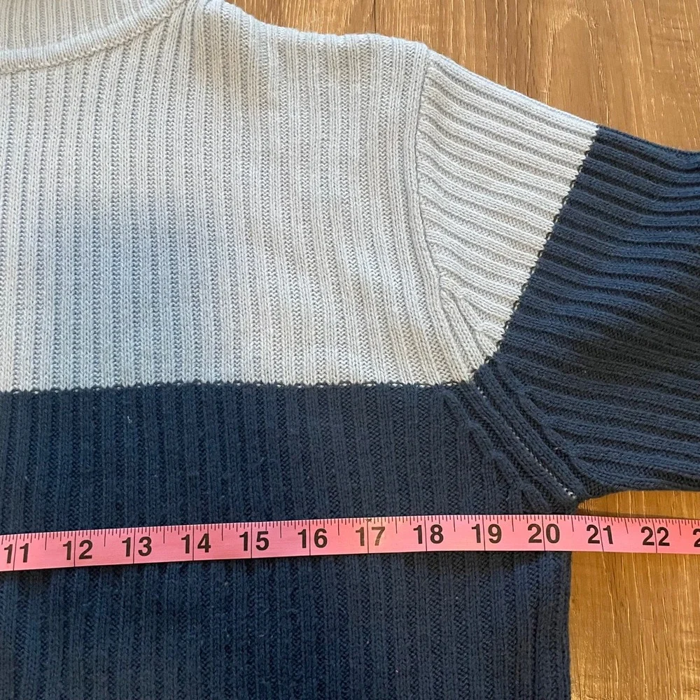 Caren Sport Womens Sweater 2X Blue Colorblock Acrylic Ribbed Knit Turtleneck - Picture 5 of 7